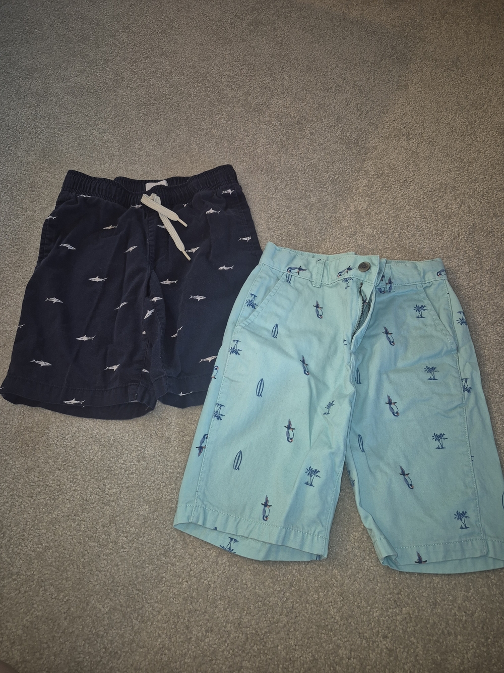 Set of 2 Boys' Printed Shorts - Navy & Light Blue